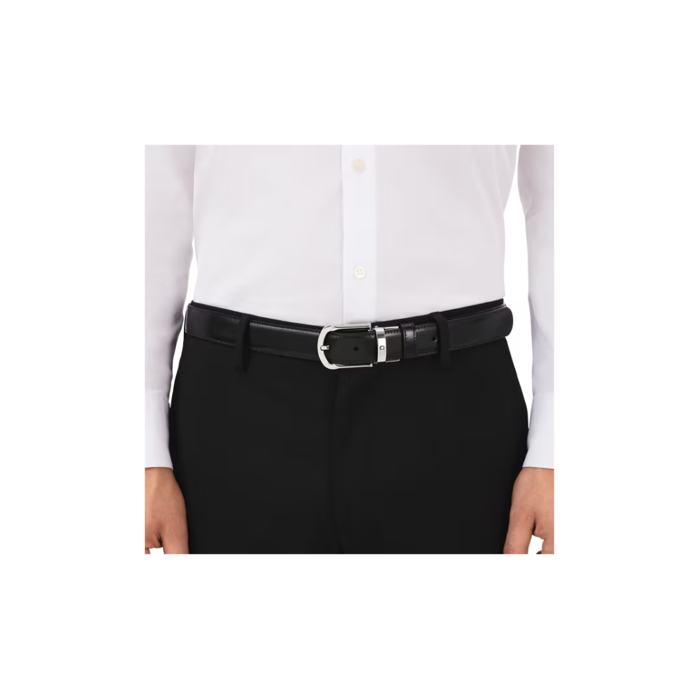 Montblanc Horseshoe Buckle Reversible Leather Belt 30mm – Black/Brown - Image 3