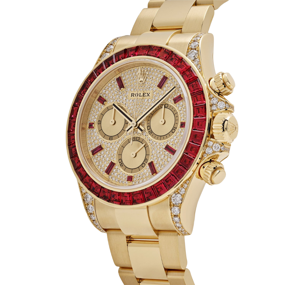 Rolex Daytona 126598TRU Yellow Gold Ruby Bezel Diamond Pave Dial - Image 4