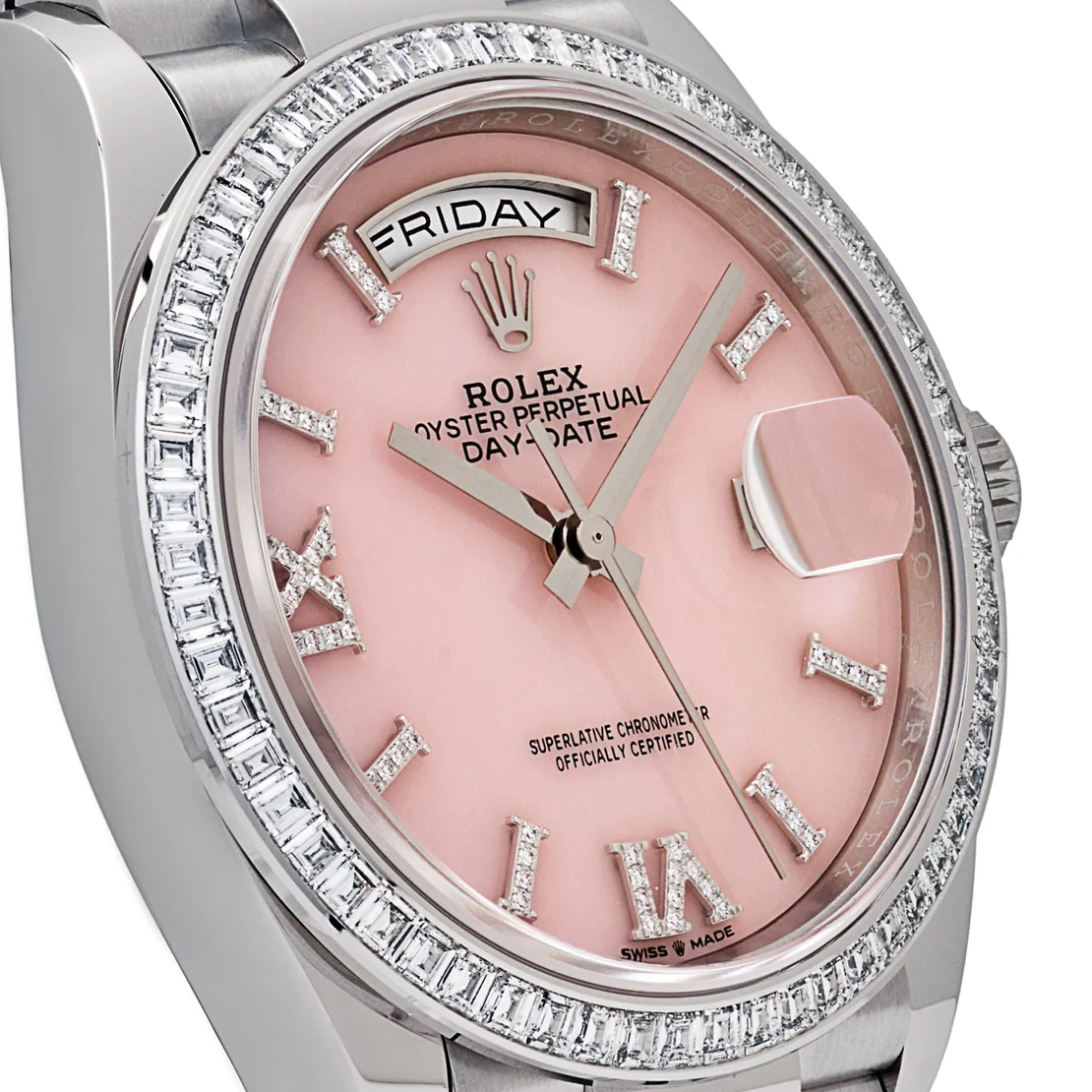Rolex Day-Date 36 128396TBR Platinum Pink Opal Diamond Dial and Bezel - Image 6